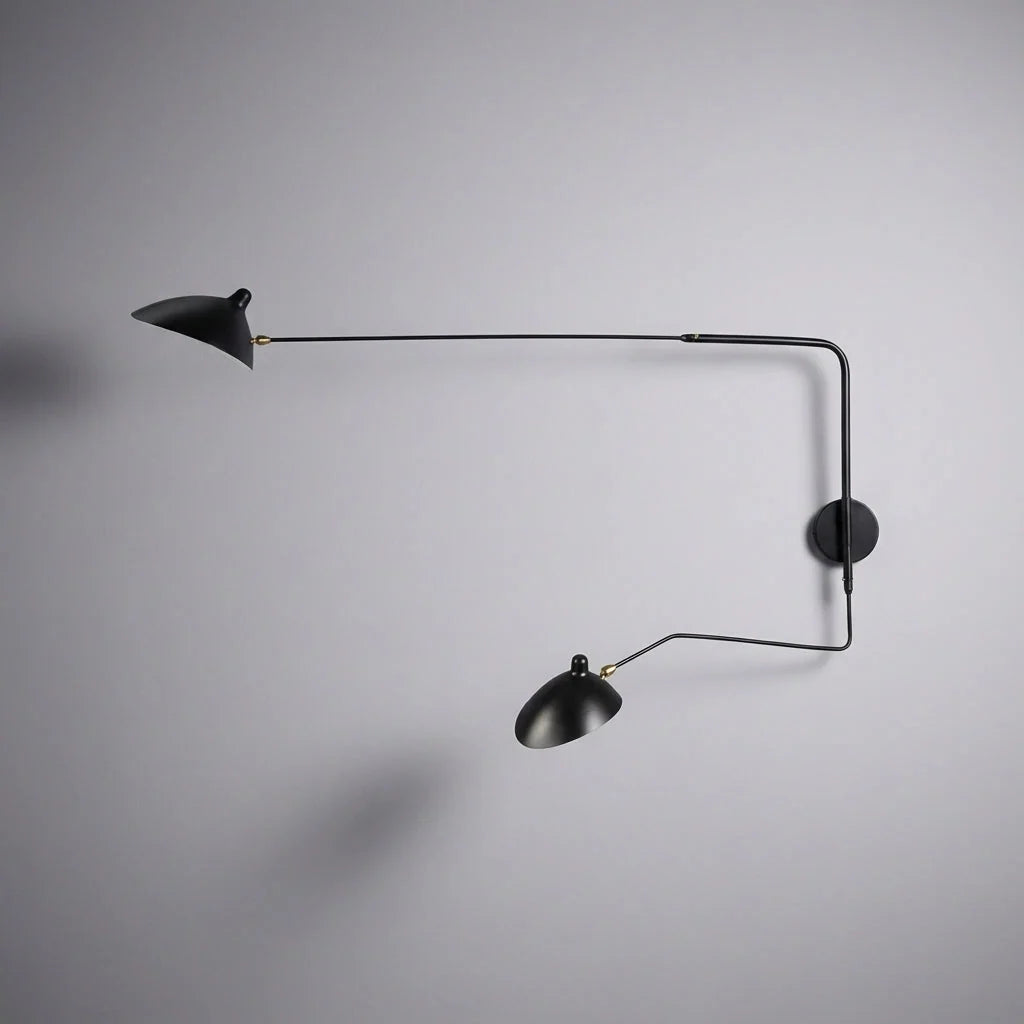 Articulated Wall Light – adjustable metal arms, rotating shades