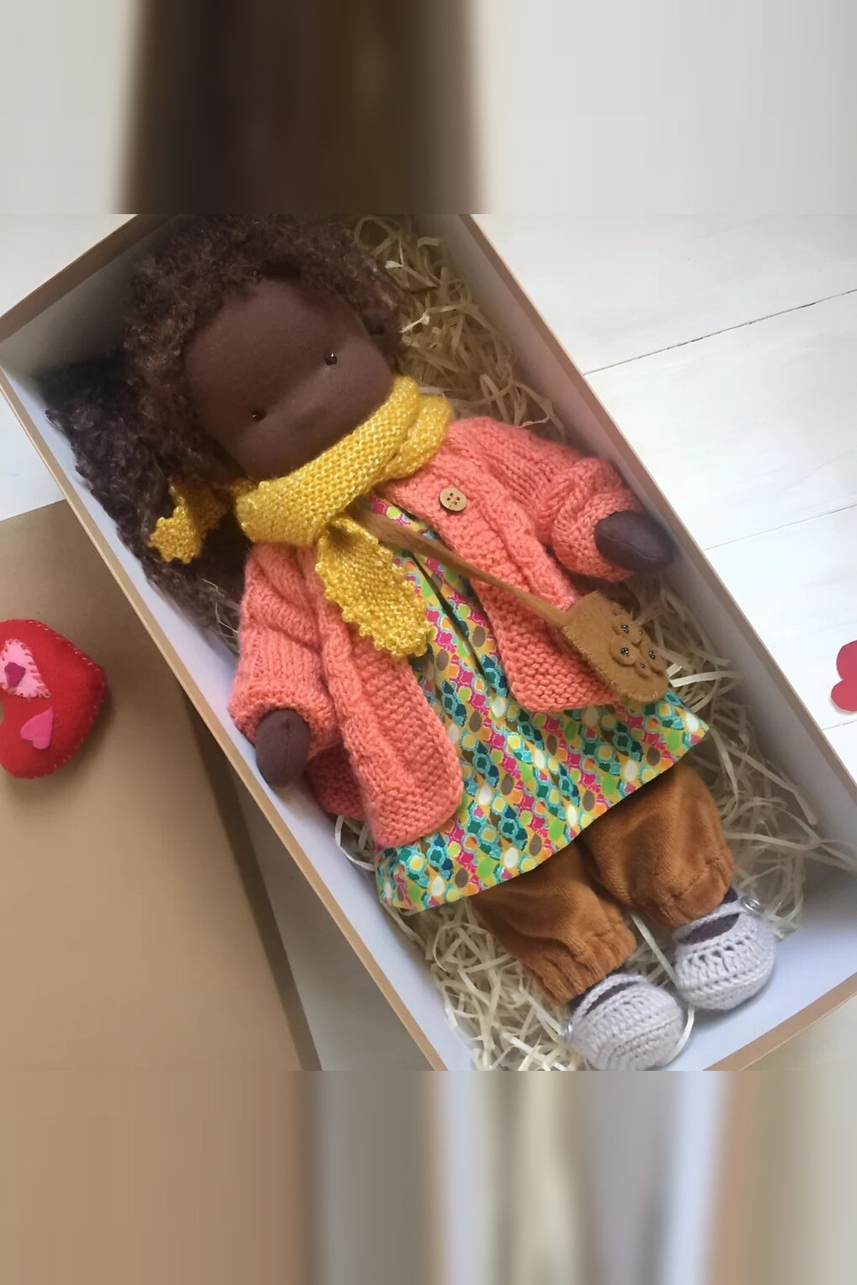 Handmade Waldorf Doll – soft plush toy, natural cotton & wool, hypoallergenic
