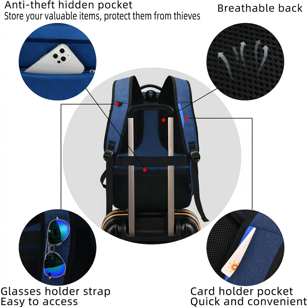 Backpack - Water-Resistant Travel Laptop Carrier