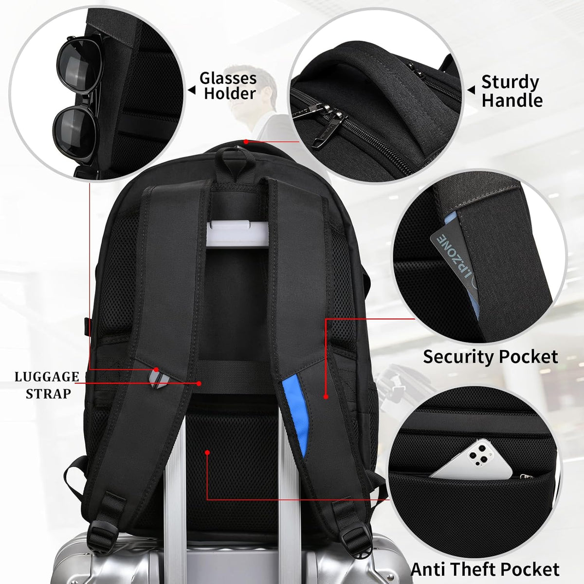 Backpack - Water-Resistant Travel Laptop Carrier