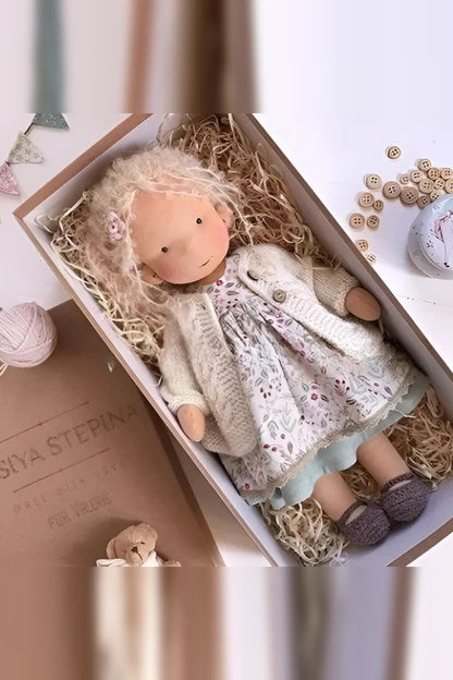 Handmade Waldorf Doll – soft plush toy, natural cotton & wool, hypoallergenic