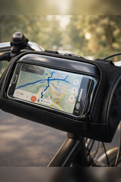 Bicycle Handlebar Bag – waterproof storage, touchscreen compatible