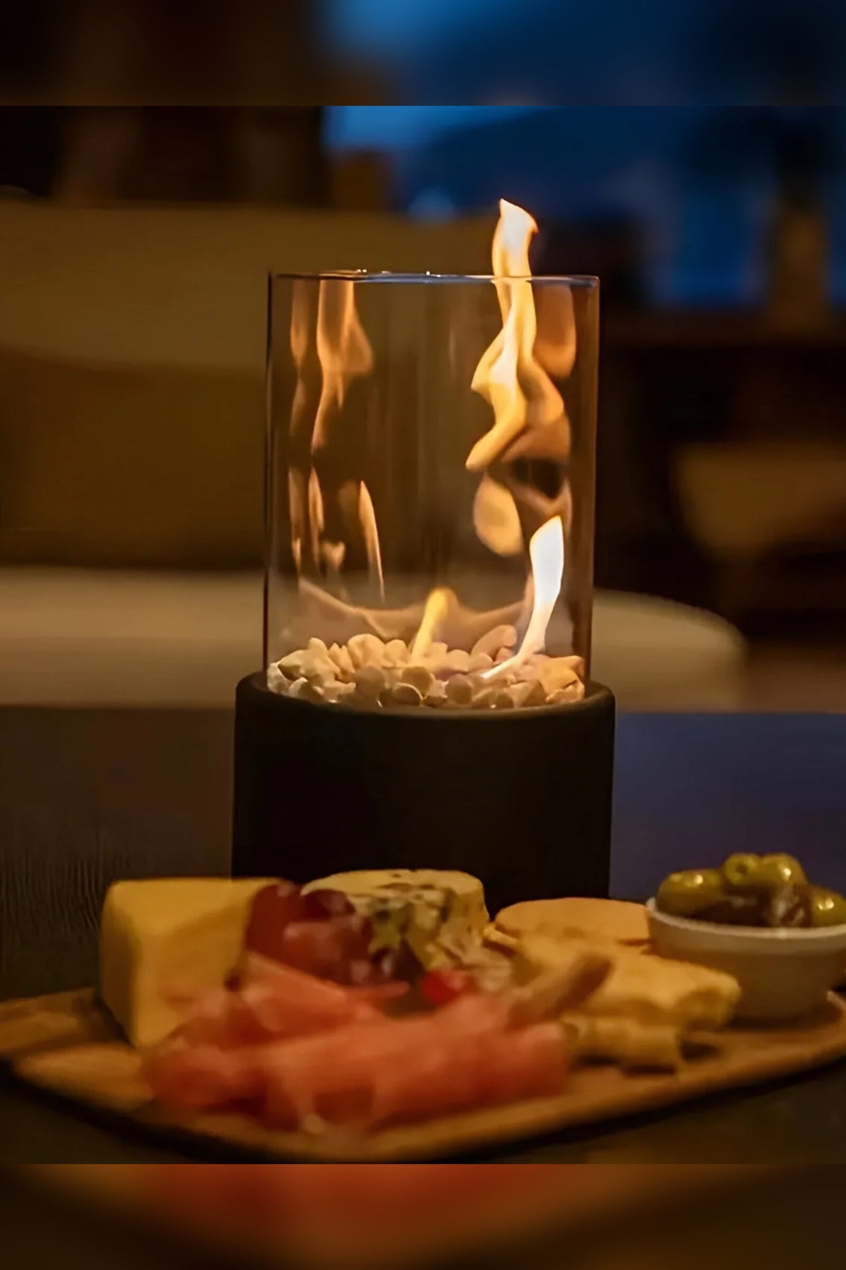 Bioethanol Tabletop Fireplace – removable glass, portable design, real flame