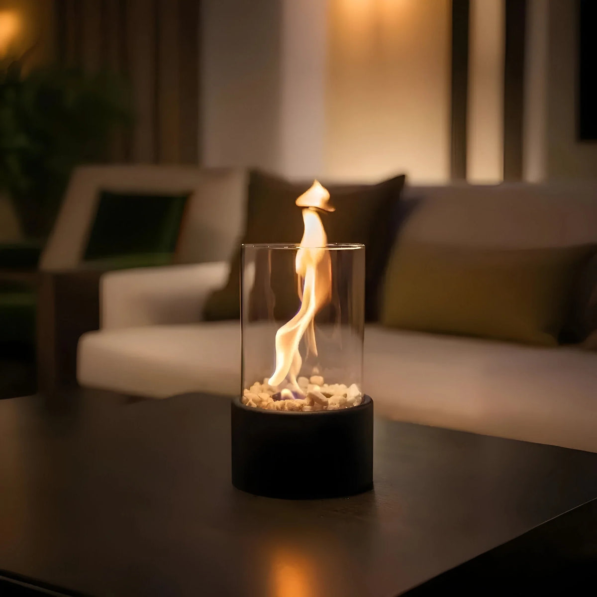 Bioethanol Tabletop Fireplace – removable glass, portable design, real flame