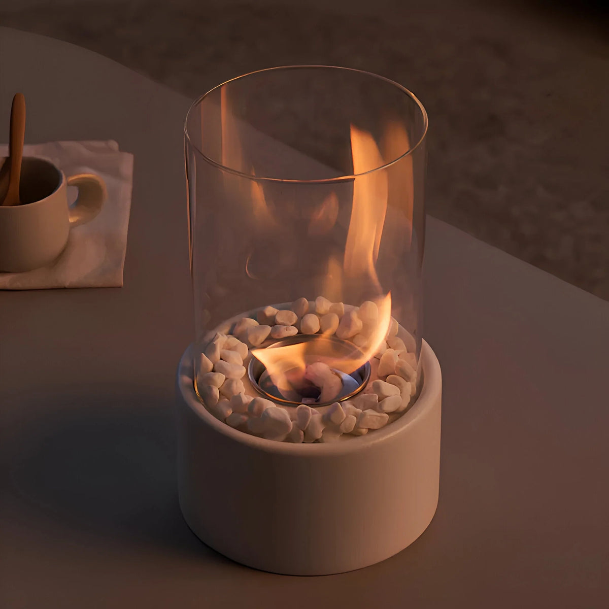 Bioethanol Tabletop Fireplace – removable glass, portable design, real flame