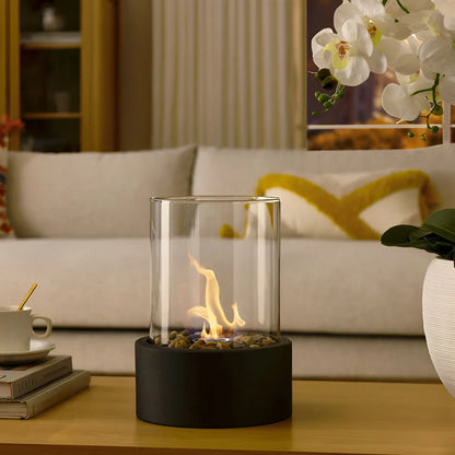 Bioethanol Tabletop Fireplace – removable glass, portable design, real flame
