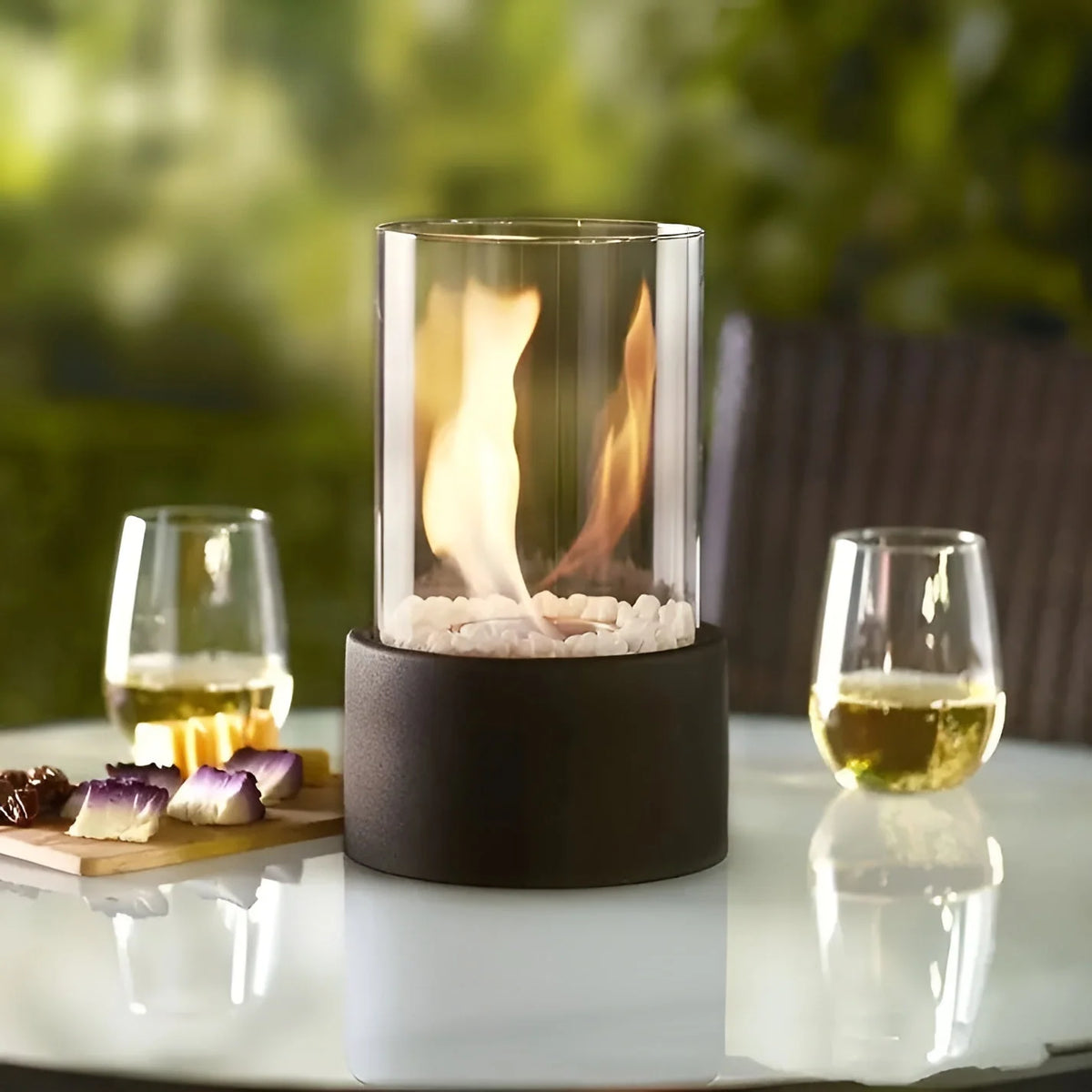 Bioethanol Tabletop Fireplace – removable glass, portable design, real flame