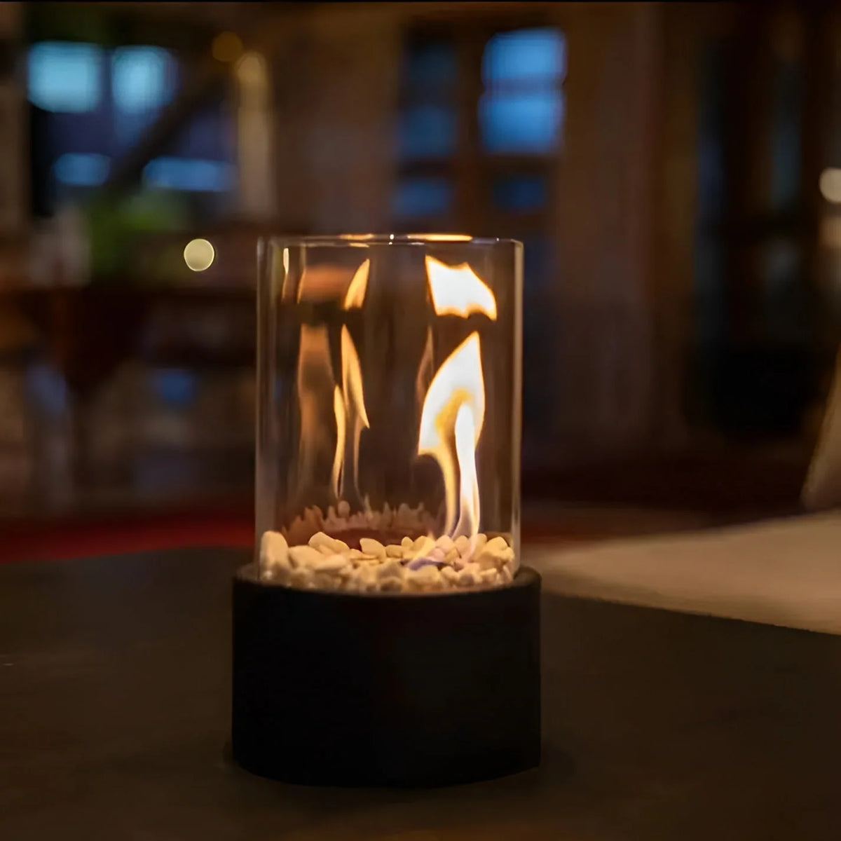 Bioethanol Tabletop Fireplace – removable glass, portable design, real flame