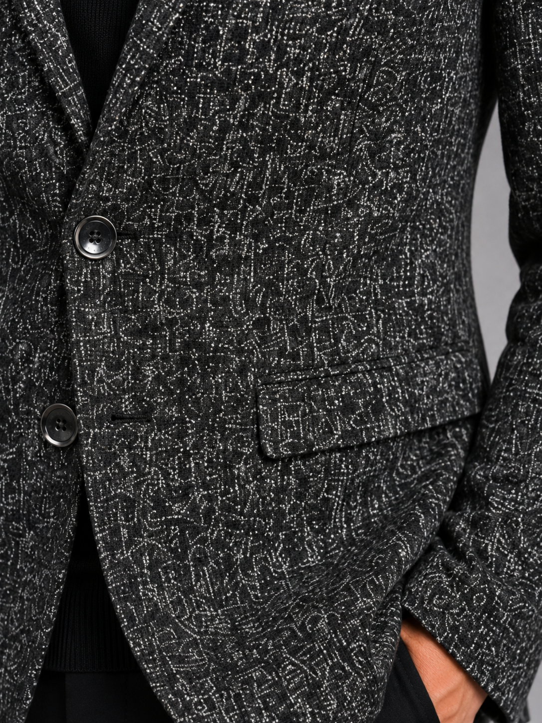 Blazer Men - Slim Fit Textured Blazer with Notch Lapels and Two Buttons