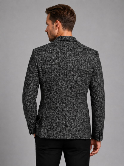 Blazer Men - Slim Fit Textured Blazer with Notch Lapels and Two Buttons