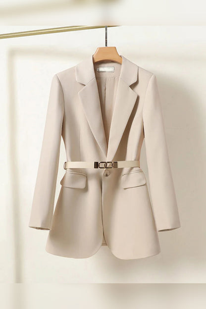 Blazer Women - Belted Notched Lapel Longline Cut