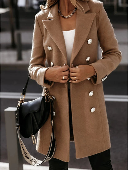Blazer Women - Double-Breasted Coat with Notch Lapel