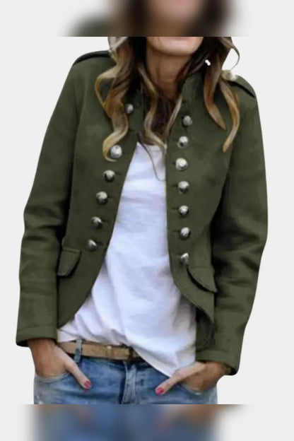 Blazer Women - Double-Breasted Military Jacket