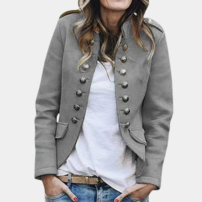Blazer Women - Double-Breasted Military Jacket