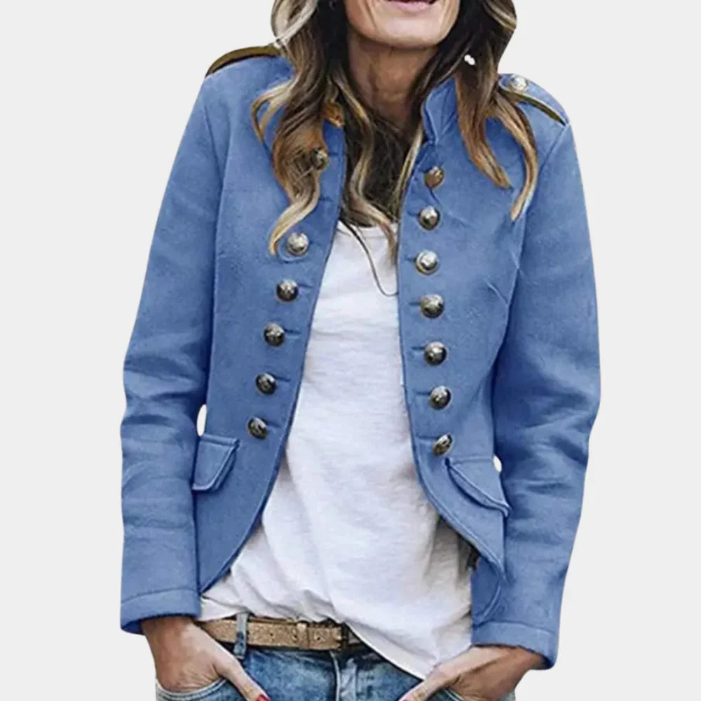 Blazer Women - Double-Breasted Military Jacket