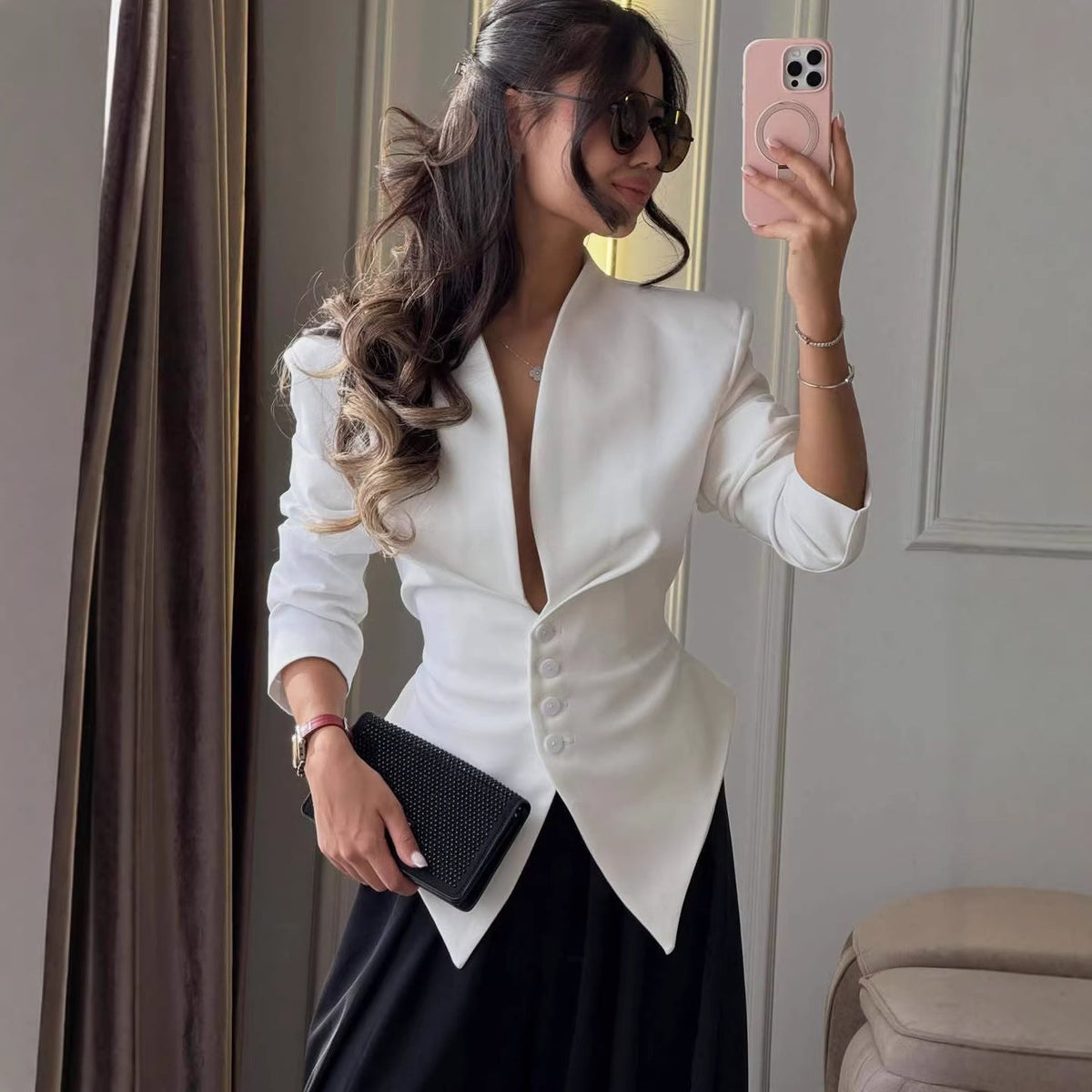 Blazer Women - Tailored Blazer with Deep V Neck