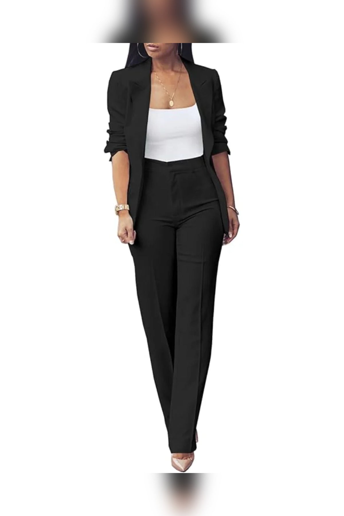 Blazer Women - Tailored Open-front Slim Suit Set