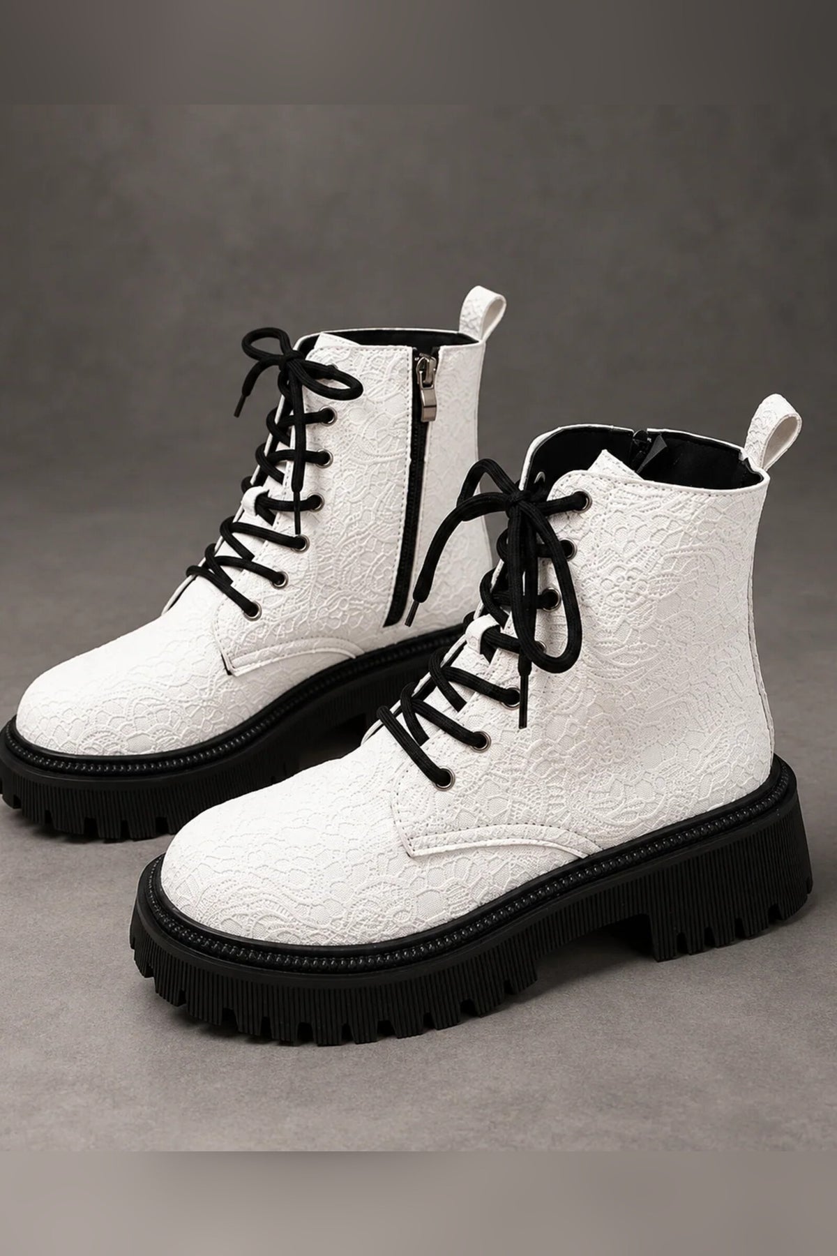 Boots Women - Embroidered White Platform Boots