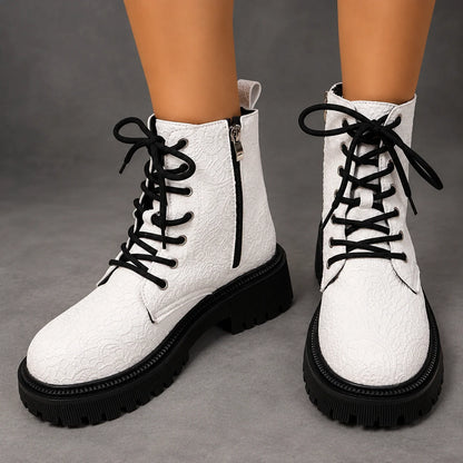 Boots Women - Embroidered White Platform Boots