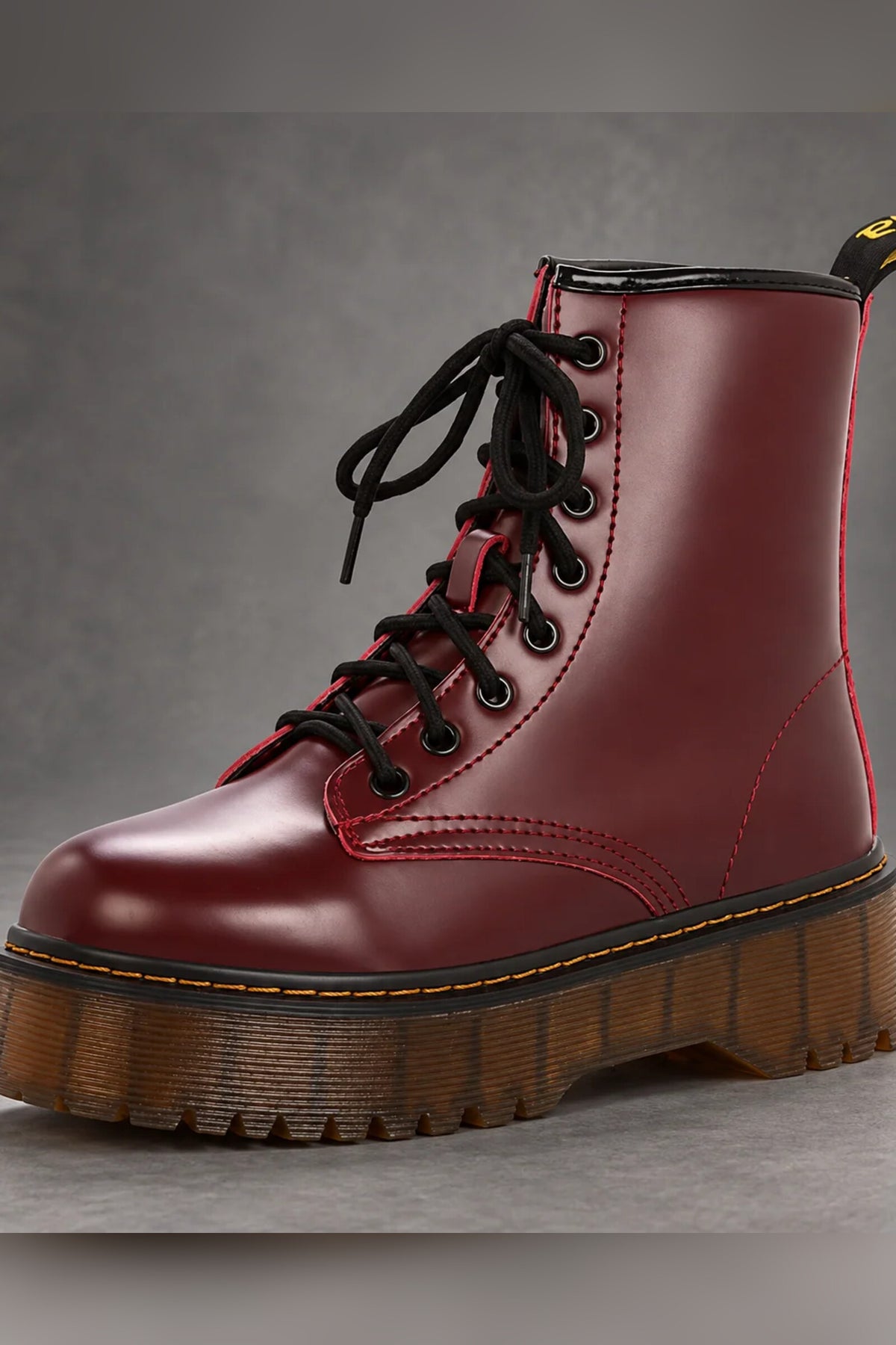 Boots Women - Platform Combat Boots with Lace-Up Front and Side Zip