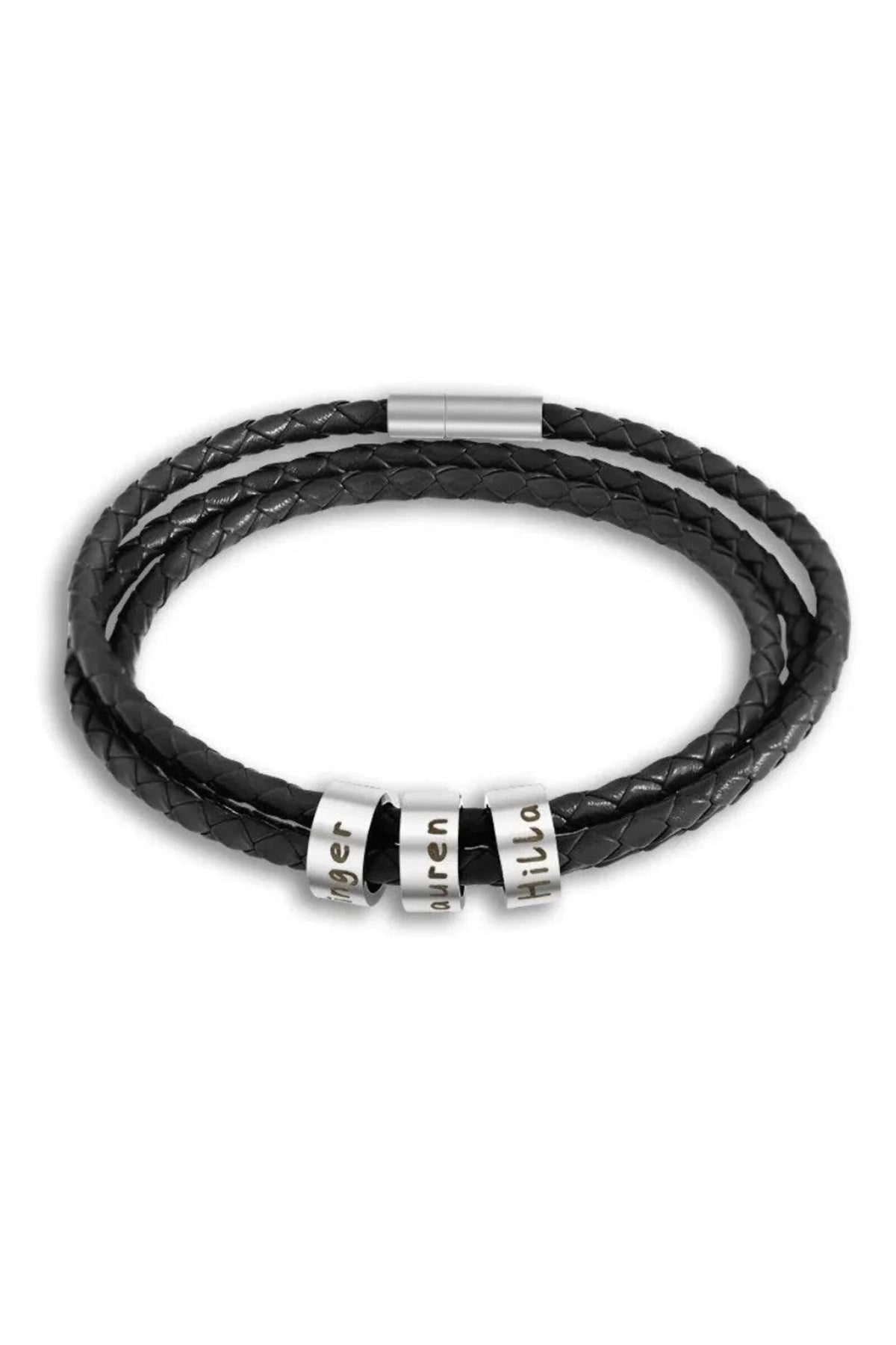 Bracelet Women - Customisable Leather with Name Charms