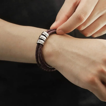 Bracelet Women - Customisable Leather with Name Charms