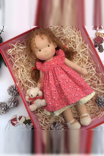 Handmade Waldorf Doll – soft plush toy, natural cotton & wool, hypoallergenic