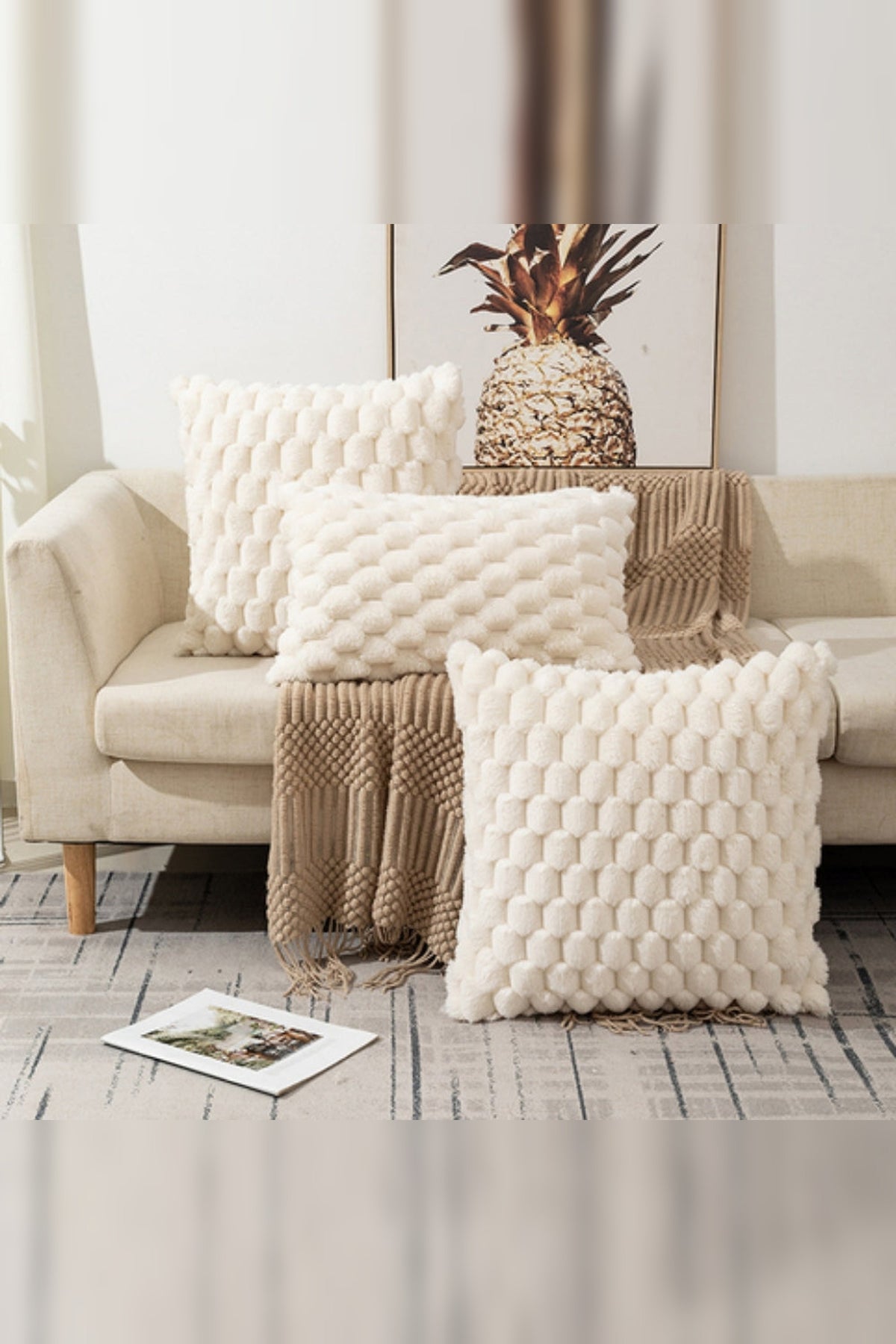 Honeycomb Textured Cushion Cover – Three Sizes, Hidden Zip