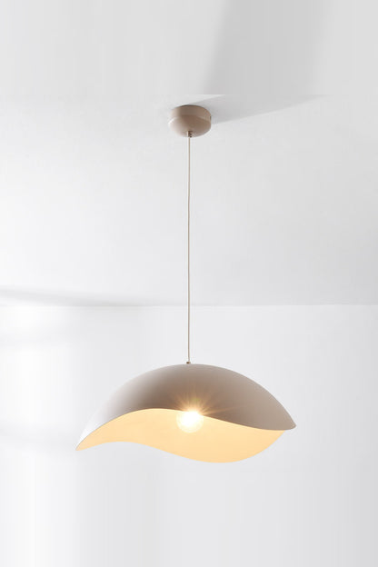 Wave Pendant Light – organic metal shade, sand taupe, adjustable cord