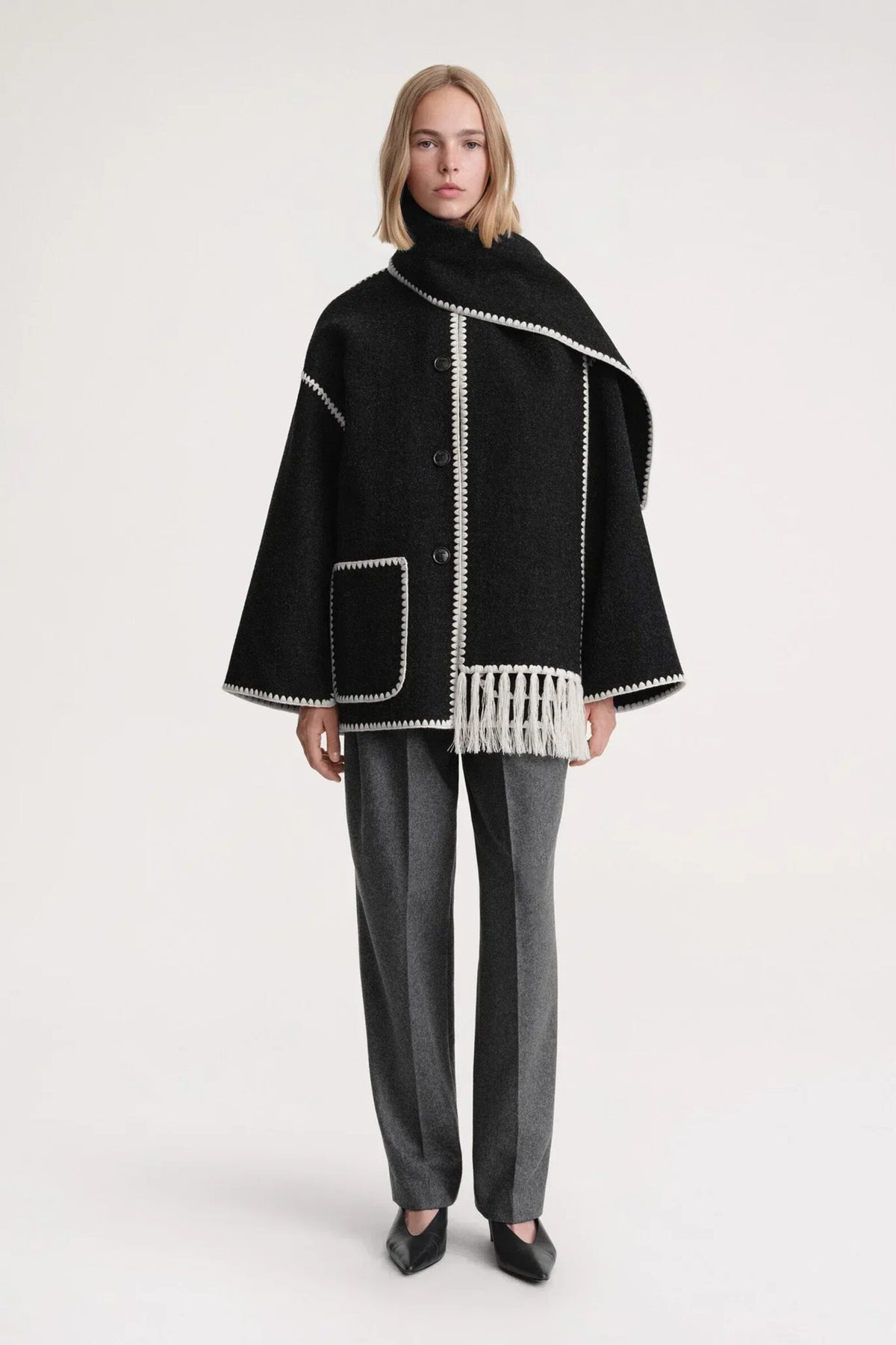Cape Women - Wool Cape with Turtleneck Collar