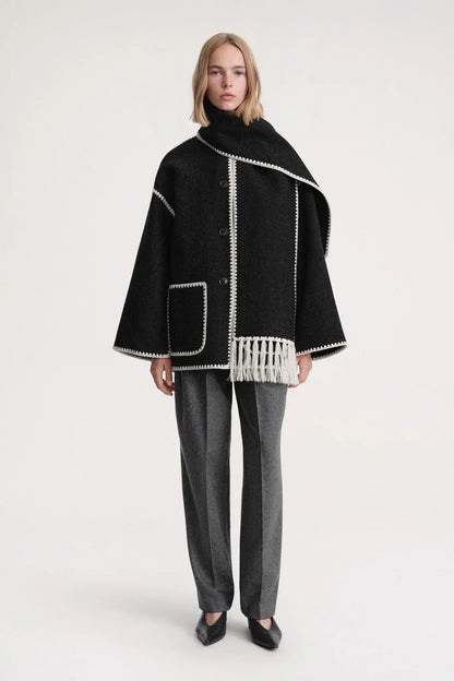 Cape Women - Wool Cape with Turtleneck Collar
