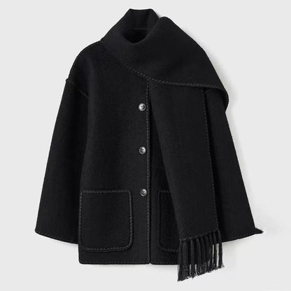 Cape Women - Wool Cape with Turtleneck Collar