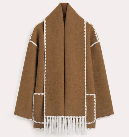 Cape Women - Wool Cape with Turtleneck Collar