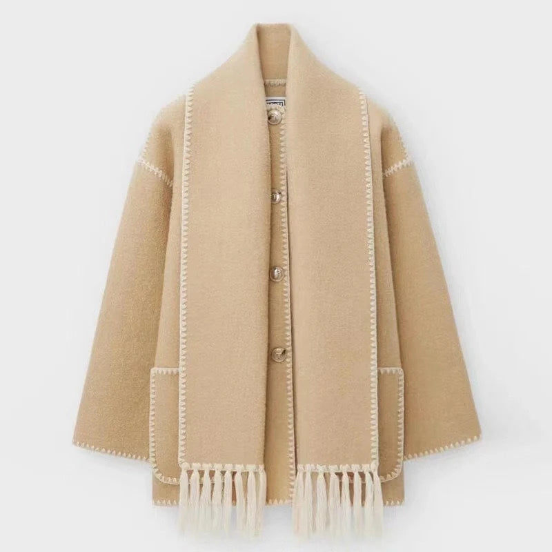 Cape Women - Wool Cape with Turtleneck Collar