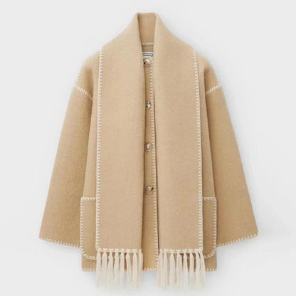 Cape Women - Wool Cape with Turtleneck Collar