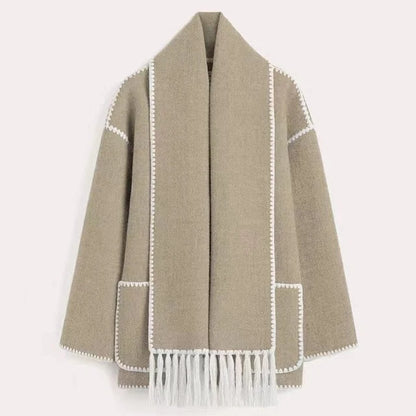 Cape Women - Wool Cape with Turtleneck Collar