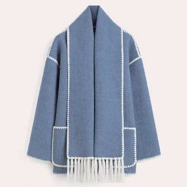 Cape Women - Wool Cape with Turtleneck Collar