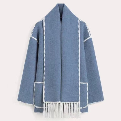 Cape Women - Wool Cape with Turtleneck Collar