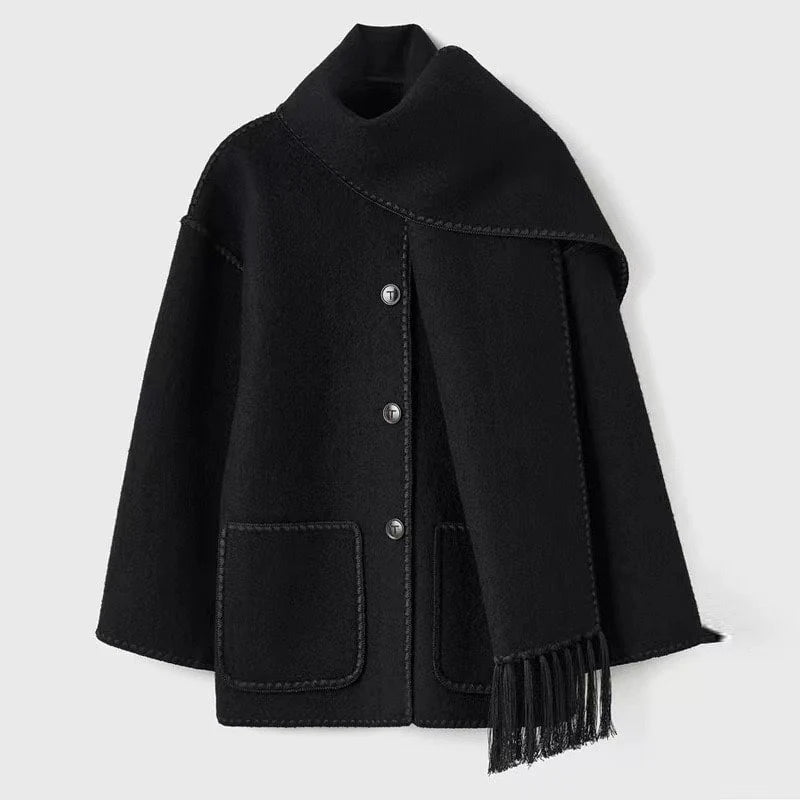 Cape Women - Wool Cape with Turtleneck Collar