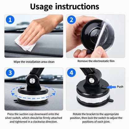 Car Phone Mount – suction cup holder, universal fit, 360° rotation