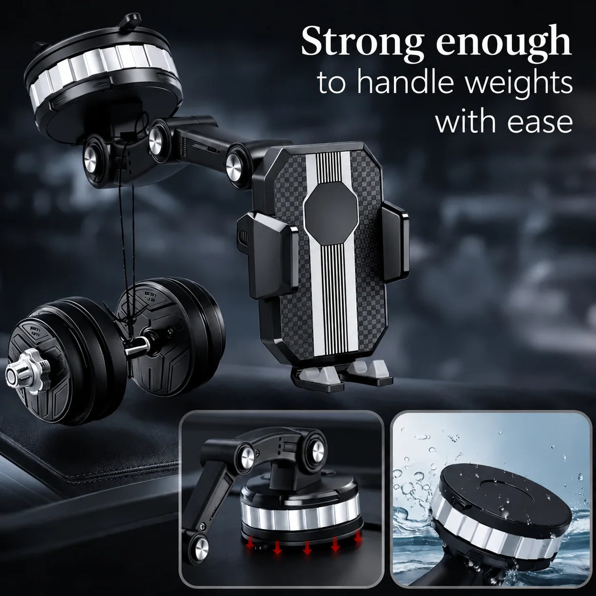 Car Phone Mount – suction cup holder, universal fit, 360° rotation
