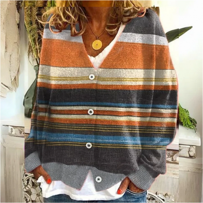 Cardigan Women - Floral Knit with Button Front