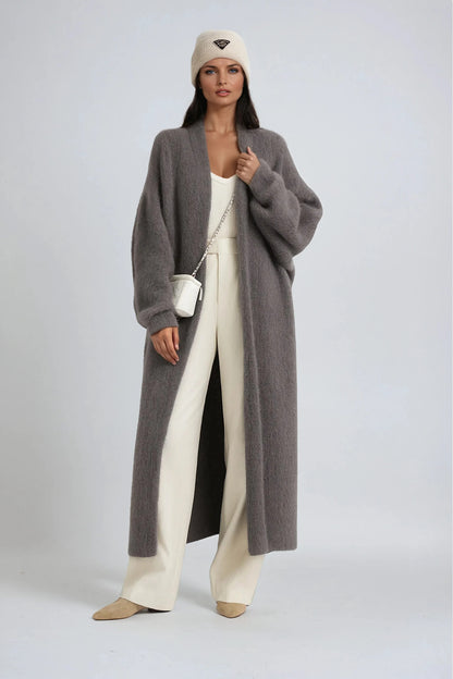 Cardigan Women - Longline Wool Cardigan with Pockets