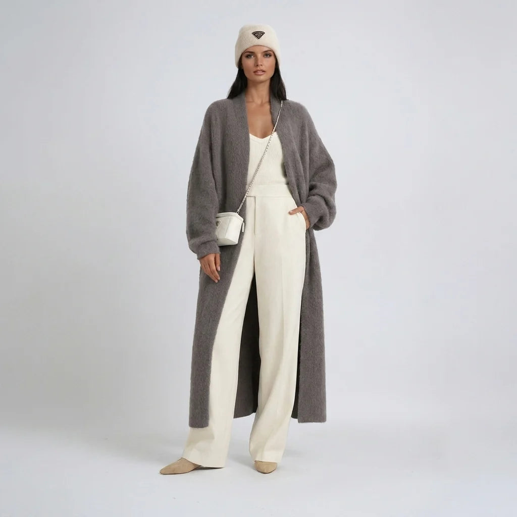 Cardigan Women - Longline Wool Cardigan with Pockets