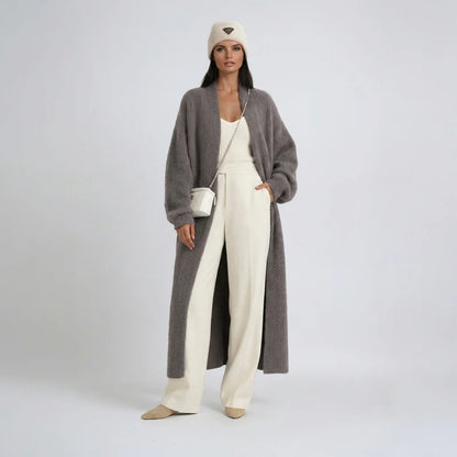 Cardigan Women - Longline Wool Cardigan with Pockets