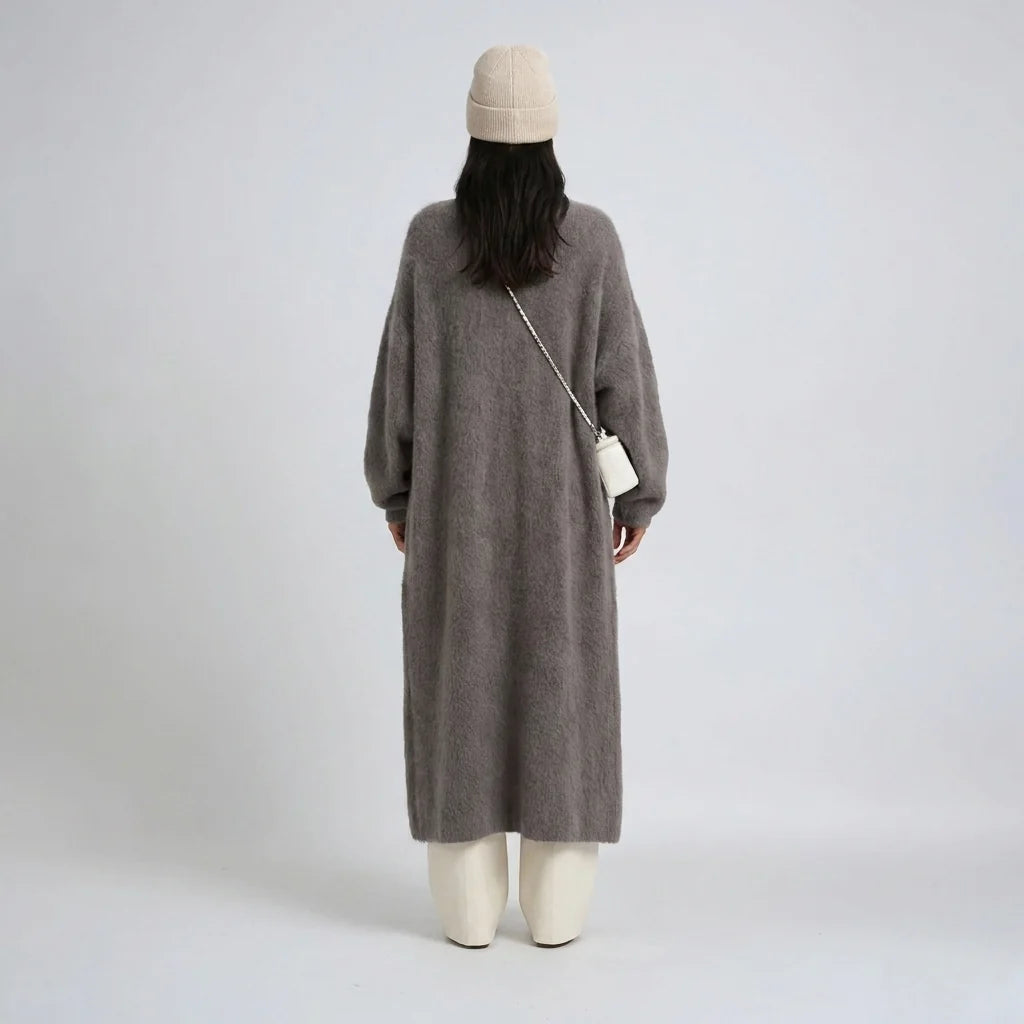 Cardigan Women - Longline Wool Cardigan with Pockets
