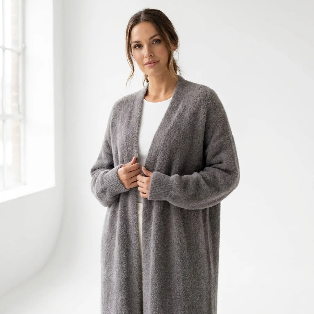 Cardigan Women - Longline Wool Cardigan with Pockets