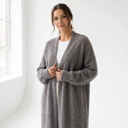 Cardigan Women - Longline Wool Cardigan with Pockets