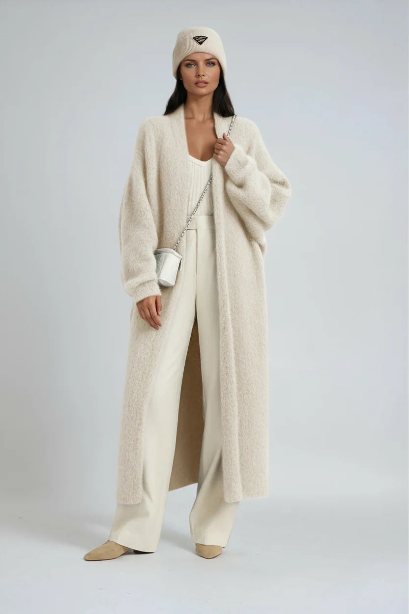 Cardigan Women - Longline Wool Cardigan with Pockets