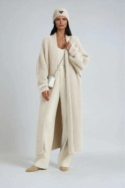 Cardigan Women - Longline Wool Cardigan with Pockets